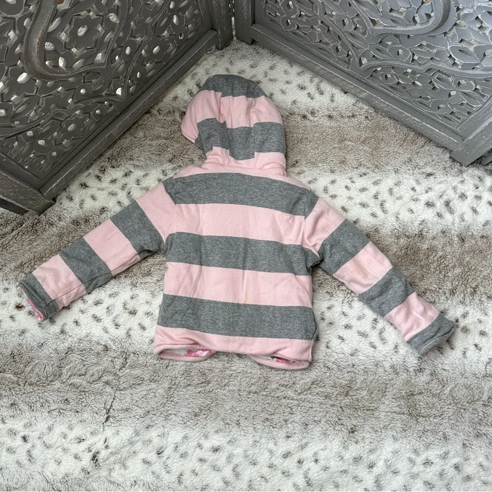 Burt’s Bees Baby reversible jacket girls 12-18 months floral stripes spring